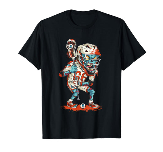 Mens Funny Lacrosse Zombie Player Lax Lazy Halloween Costume Gift T-Shirt