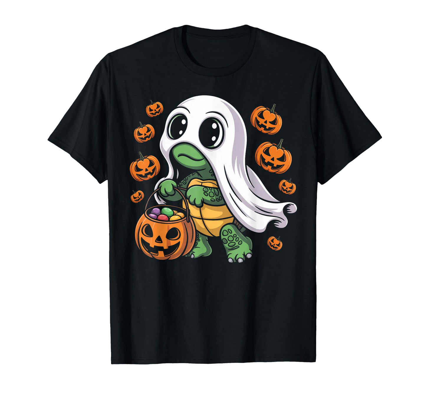 Cute Halloween Turtle Ghost with Candy T-Shirt