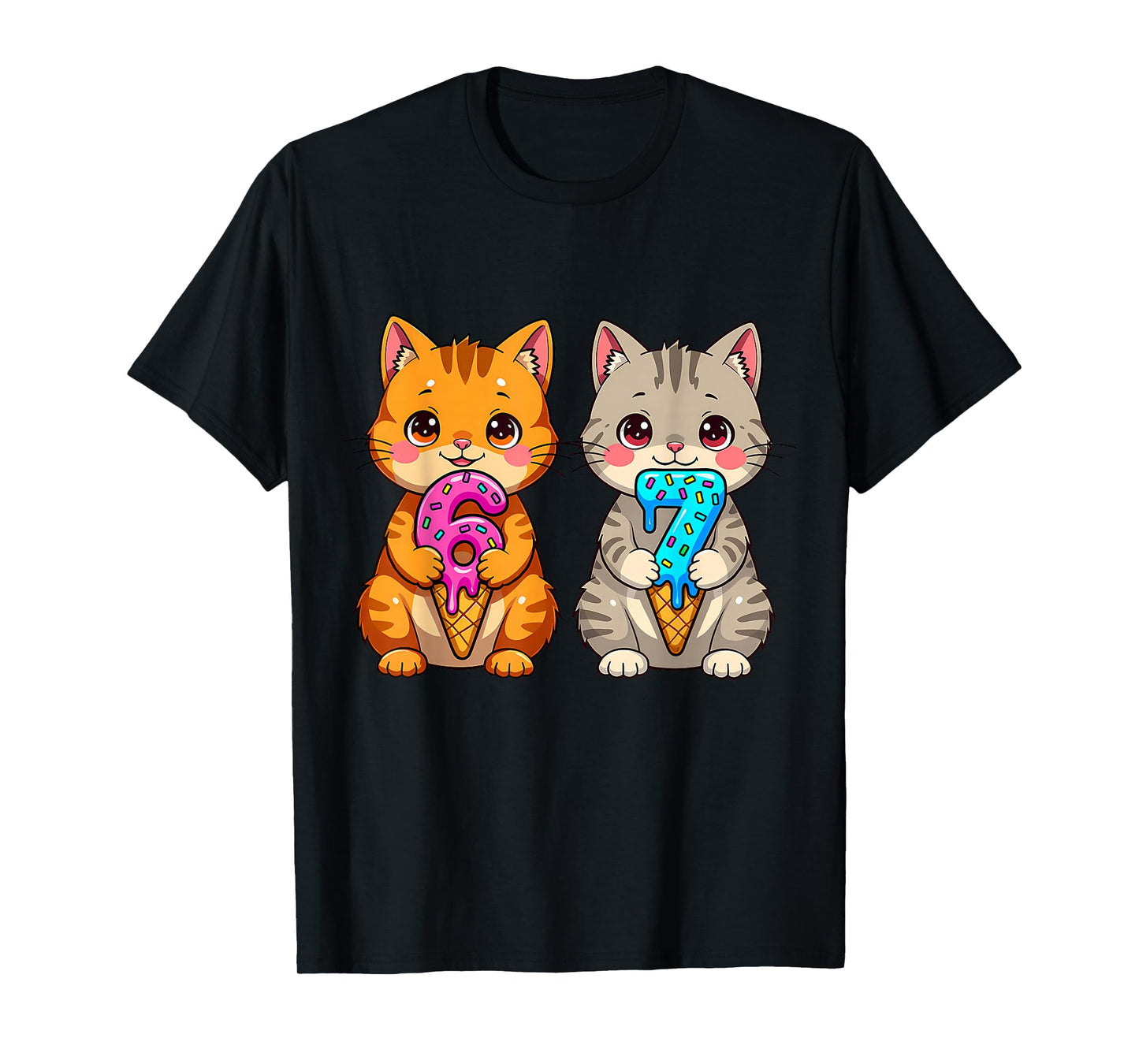 Cute Kawaii Cats Neko 67 Drip Meme Funny Six Seven T-Shirt