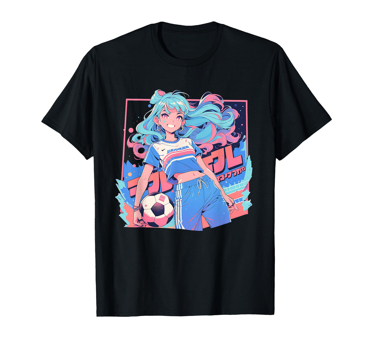 Soccer Girl in funny Pastel japan Anime Aesthetic japanese T-Shirt