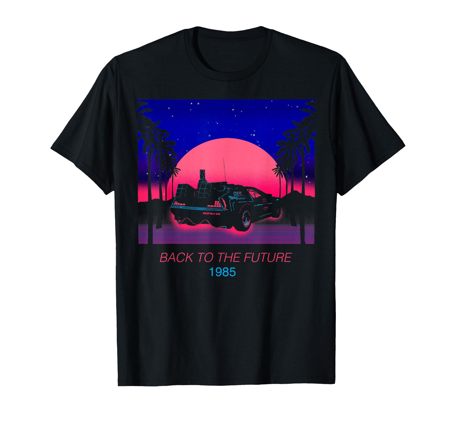 Back to The Future 1985 Neon Delorean Sunset T-Shirt