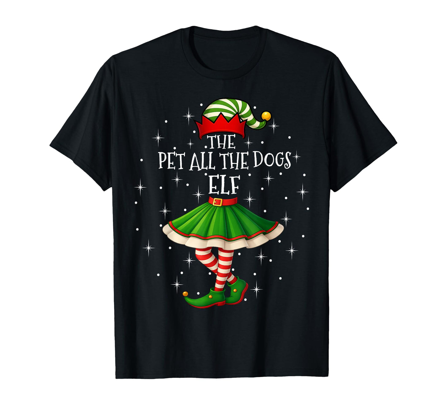 Pet All The Dogs Elf Christmas Family Women Girls Xmas Party T-Shirt