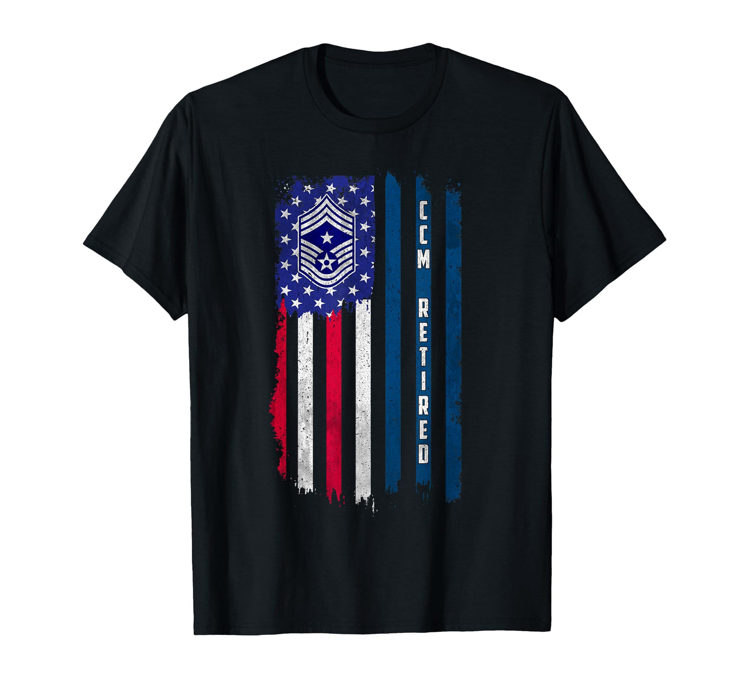Retired E-9 Command Chief Master Sergeant Rank American Flag T-Shirt