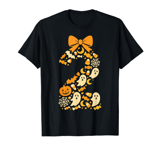 Kawaii Halloween Second Birthday Number Two 2 Year Old Kids T-Shirt