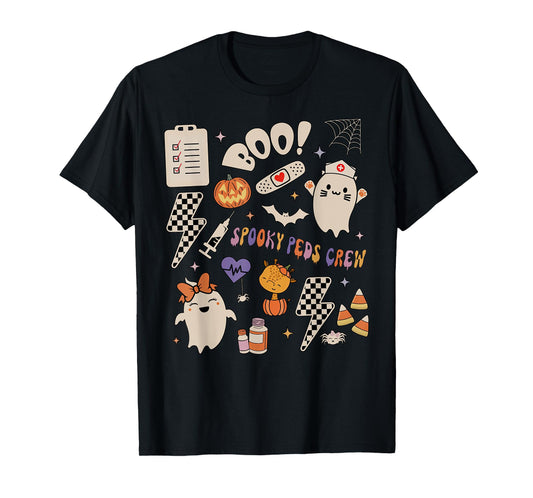 Boo Spooky PEDS Crew Ghost Pediatric Nurse Halloween T-Shirt