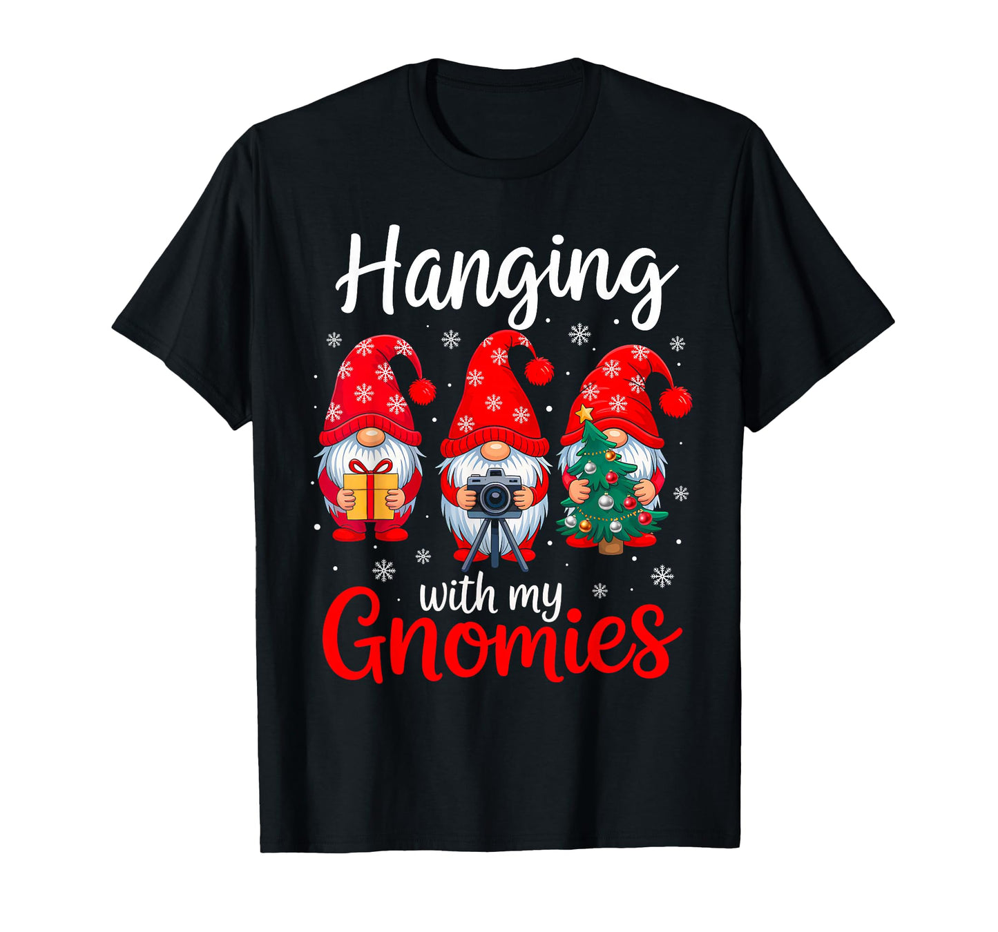 Funny Christmas Gnome Hanging with My Gnomies Family Pajamas T-Shirt