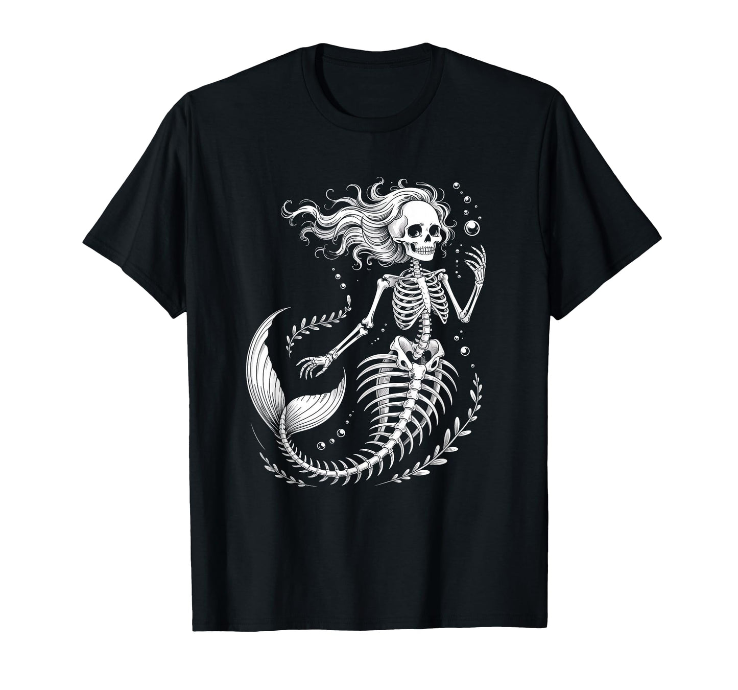 Mermaid Skeleton Halloween Costume Women Mermaid Lovers T-Shirt