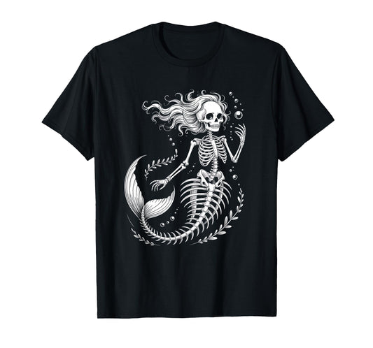 Mermaid Skeleton Halloween Costume Women Mermaid Lovers T-Shirt