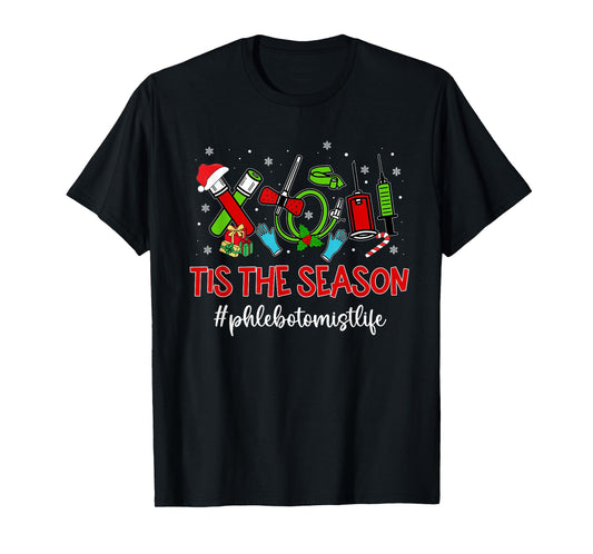 Christmas Phlebotomist Phleb Tech Phlebotomy Technician T-Shirt