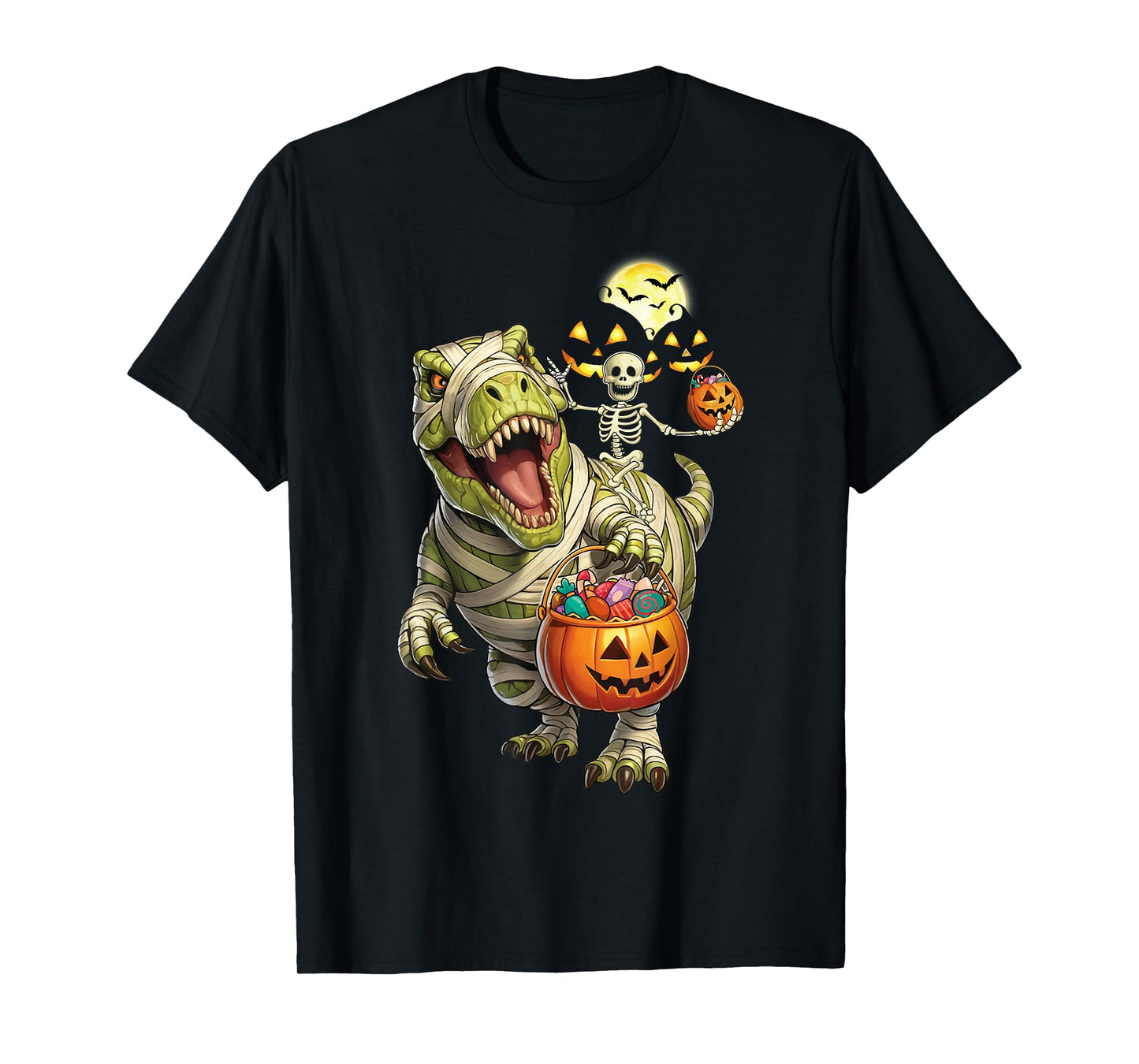 Dinosaur Halloween Skeleton Riding Mummy T Rex Costume T-Shirt