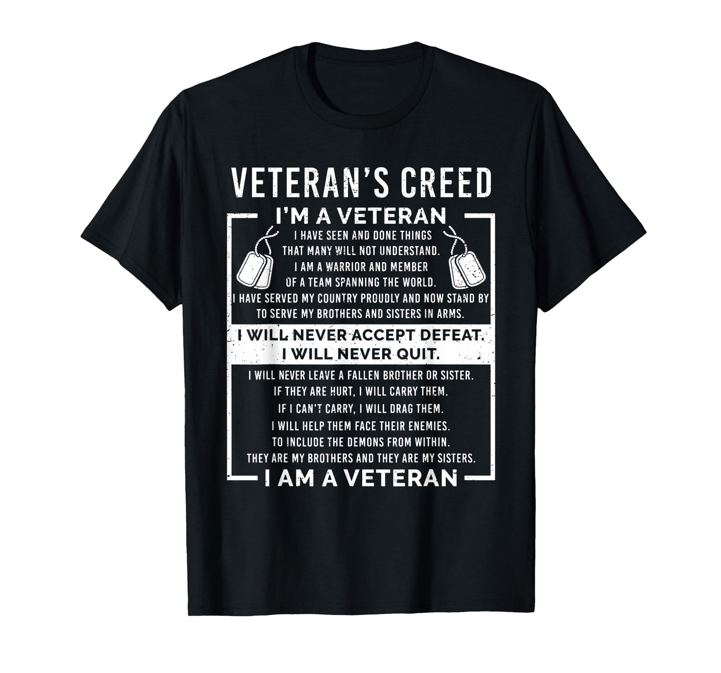 Veteran's Creed Patriot War USA Oath Grandpa T-Shirt Small