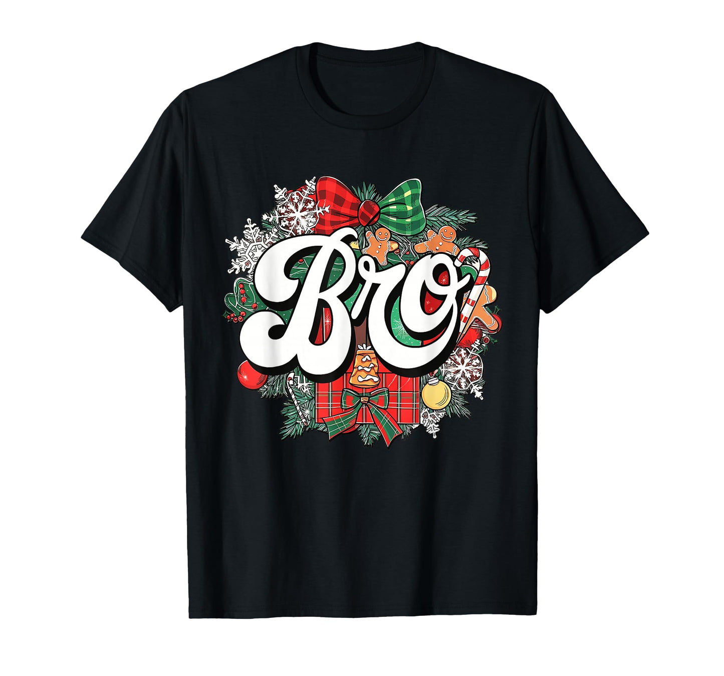 Bro Christmas Coquette Bow Mistletoe Family Matching Xmas T-Shirt
