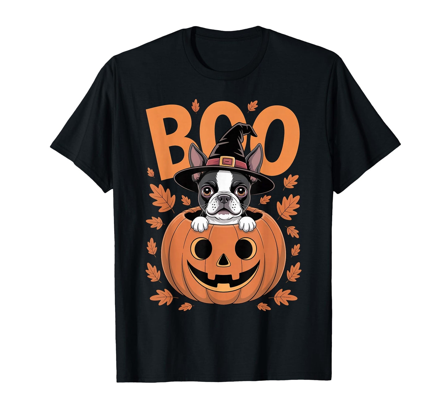 Boston Terrier Costume on Pumpkin Halloween Boston Terrier T-Shirt