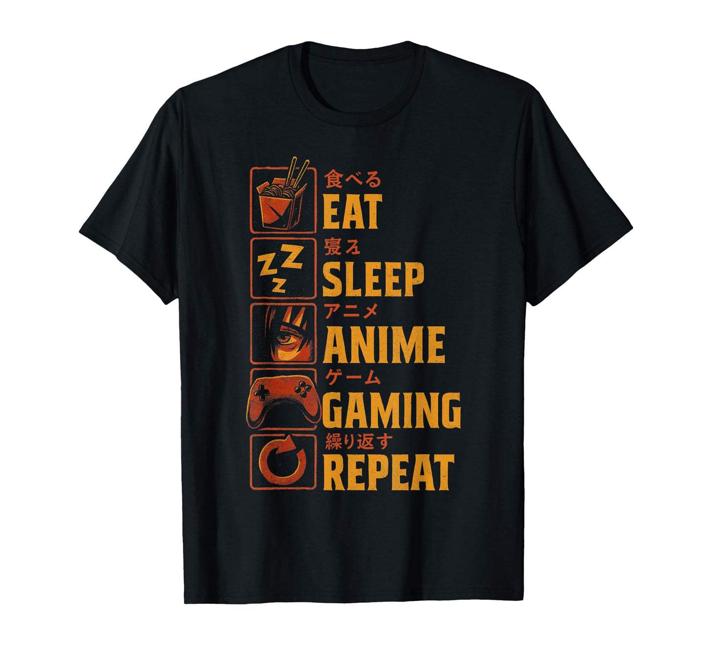 Funny Gamer Anime Graphic Tee Men Boys Teens Video Gaming T-Shirt