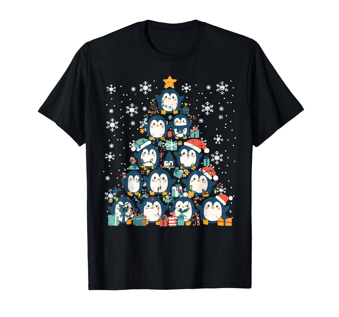 Penguin Christmas Tree Cute Xmas Girls Boys Kids Women Men T-Shirt