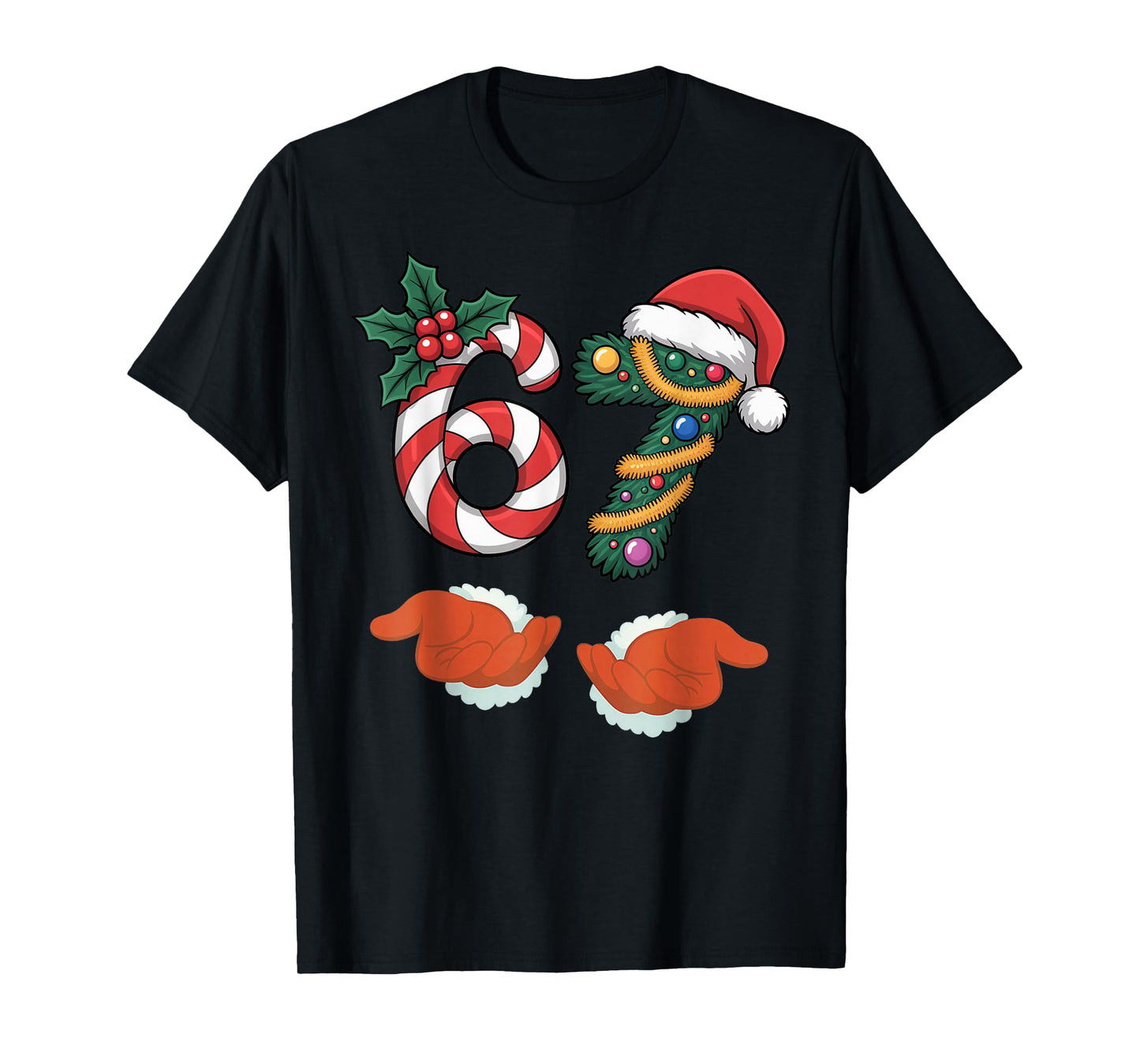 Viral 67 Candy Canes Christmas Tree with Hand Holiday 67 T-Shirt