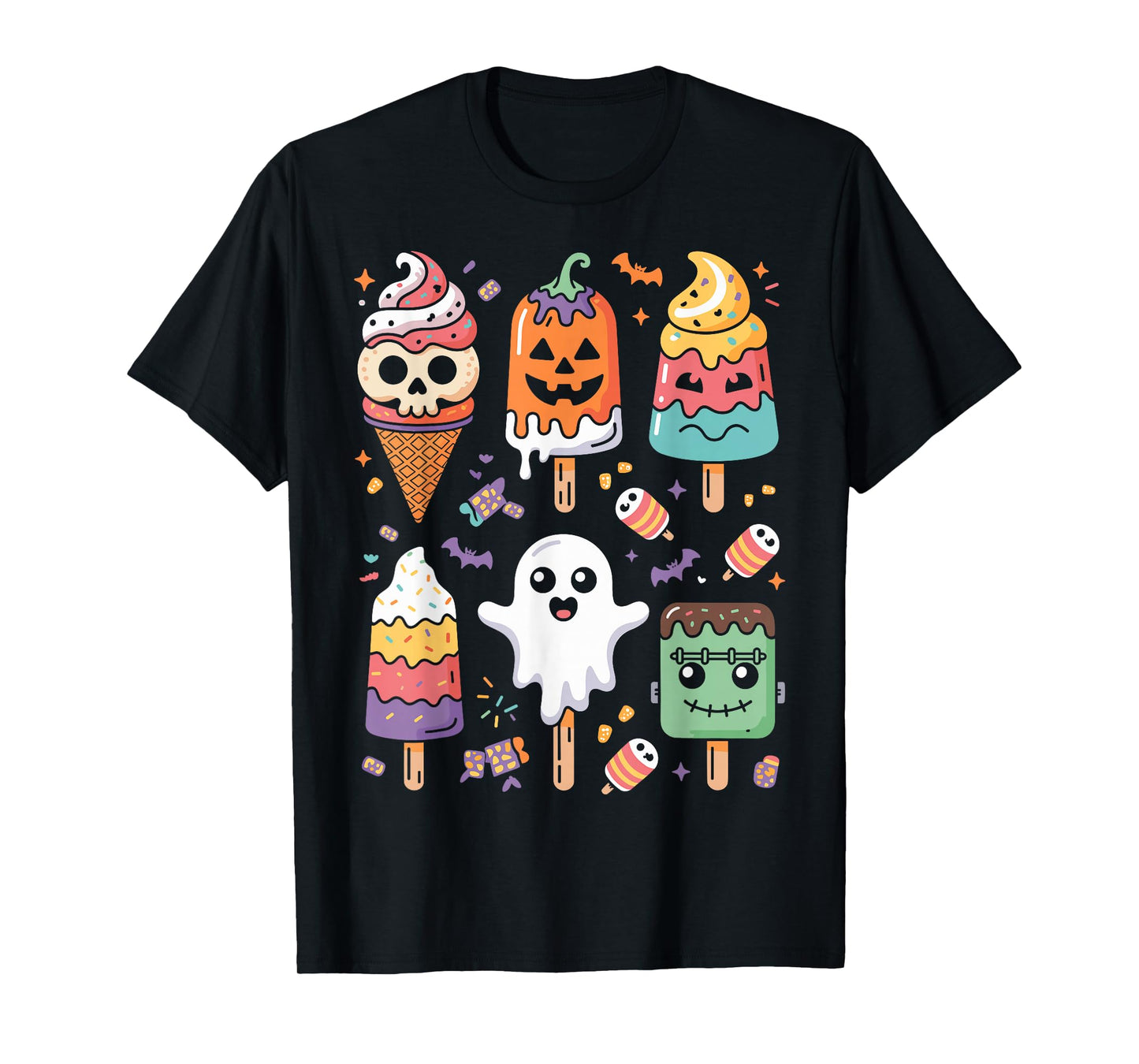 Horror Movies Summer Popsicle Halloween Ice Cream Summerween T-Shirt