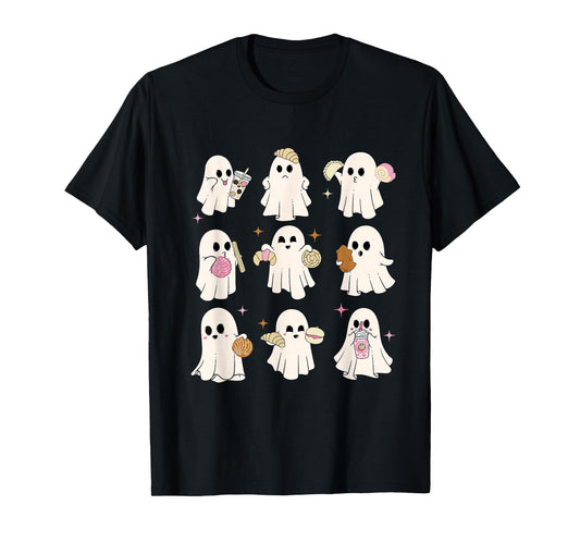 Cute Ghost Pantasmas Latina Halloween Mexican Spooky Conchas T-Shirt