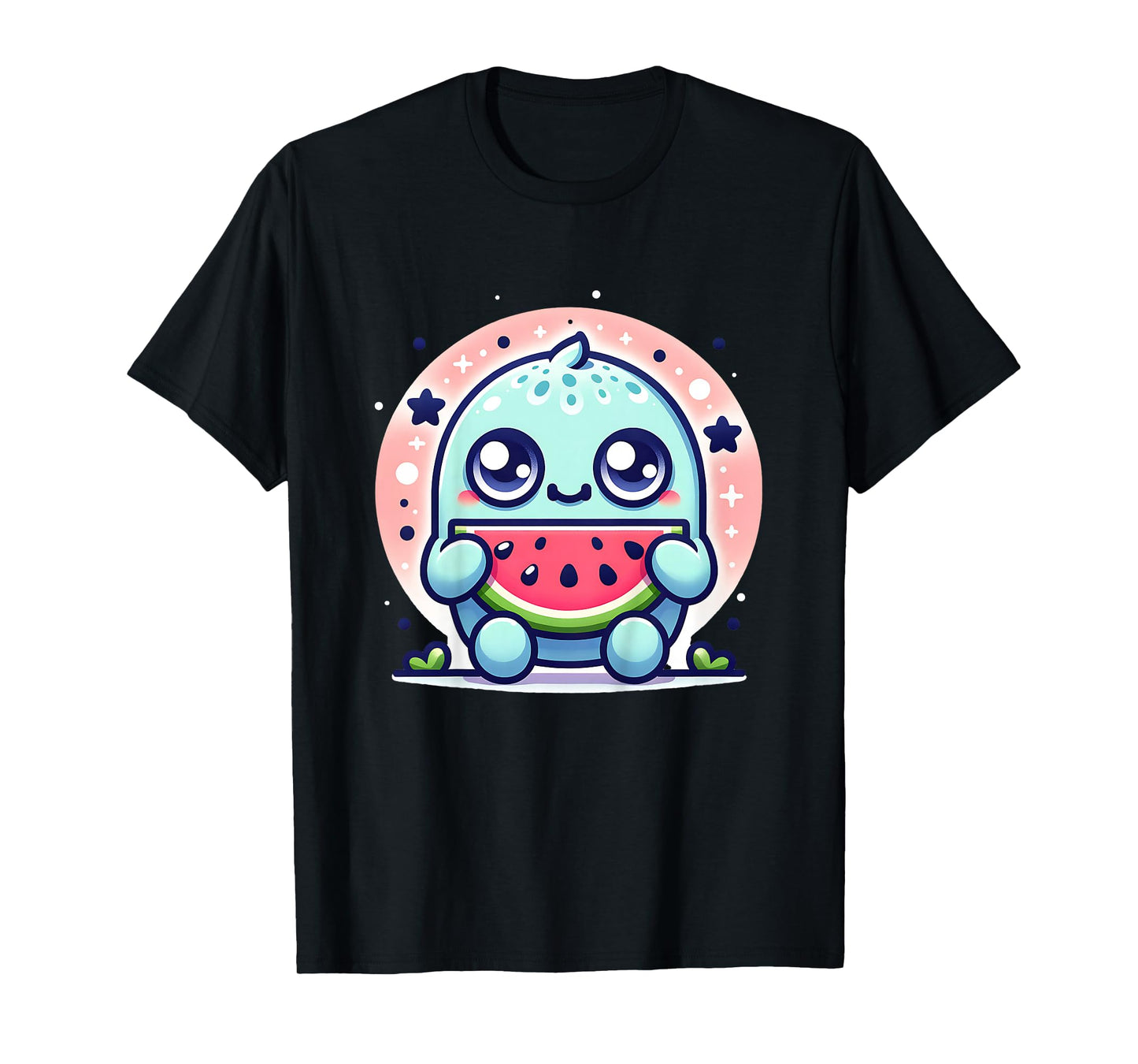 Cute Monster Eating Watermelon Funny Graphic Outfit Boy Girl T-Shirt