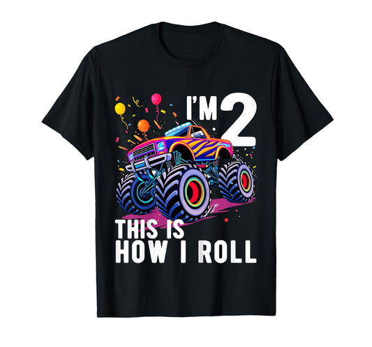 Kids Birthday Monster Truck 2 Year Old Boy 2nd Birthday Party T-Shirt