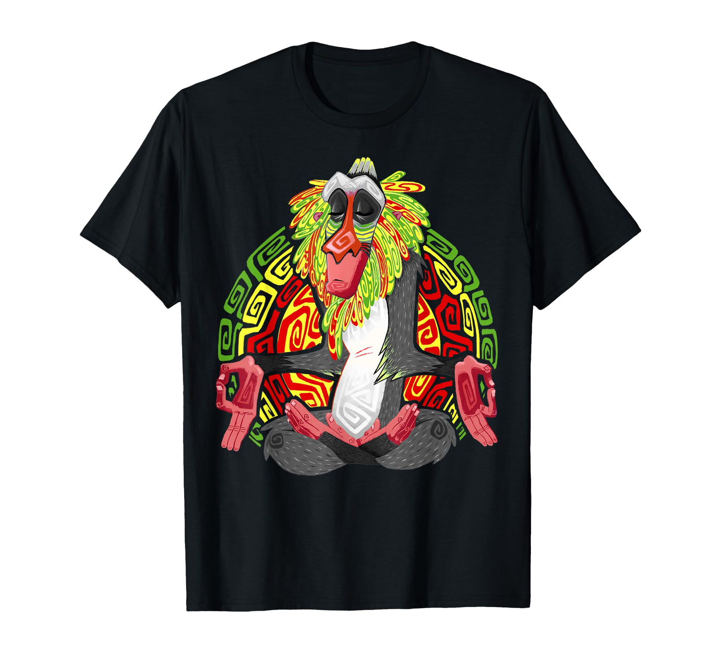 Disney The Lion King Rafiki Geometric Rainbow Seated Pose T-Shirt
