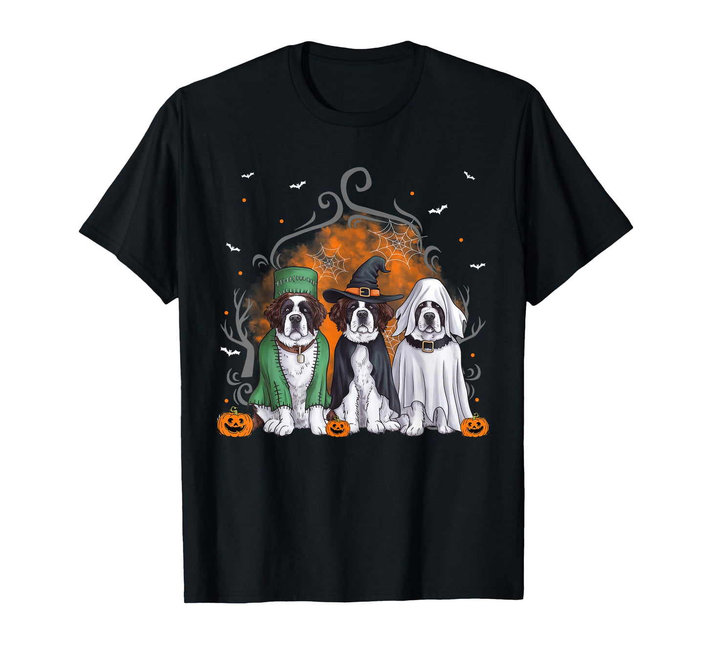 Three Saint Bernard St. Bernard Dog Halloween Ghost Costume T-Shirt
