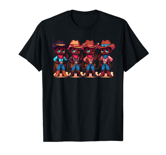 Black Cowboy Western Rodeo Melanin Black History Texas Kids T-Shirt