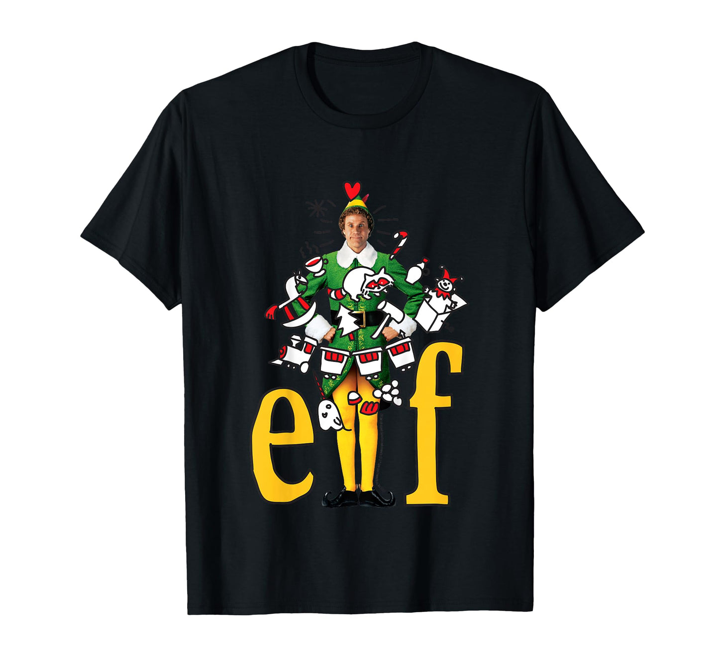 Kids Elf Buddy Cartoon Christmas Drawings Kids T-Shirt