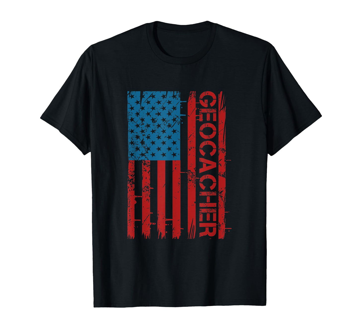 Patriotic American Flag Geocaching Fan For Patriot Geocacher Women Men T-Shirt