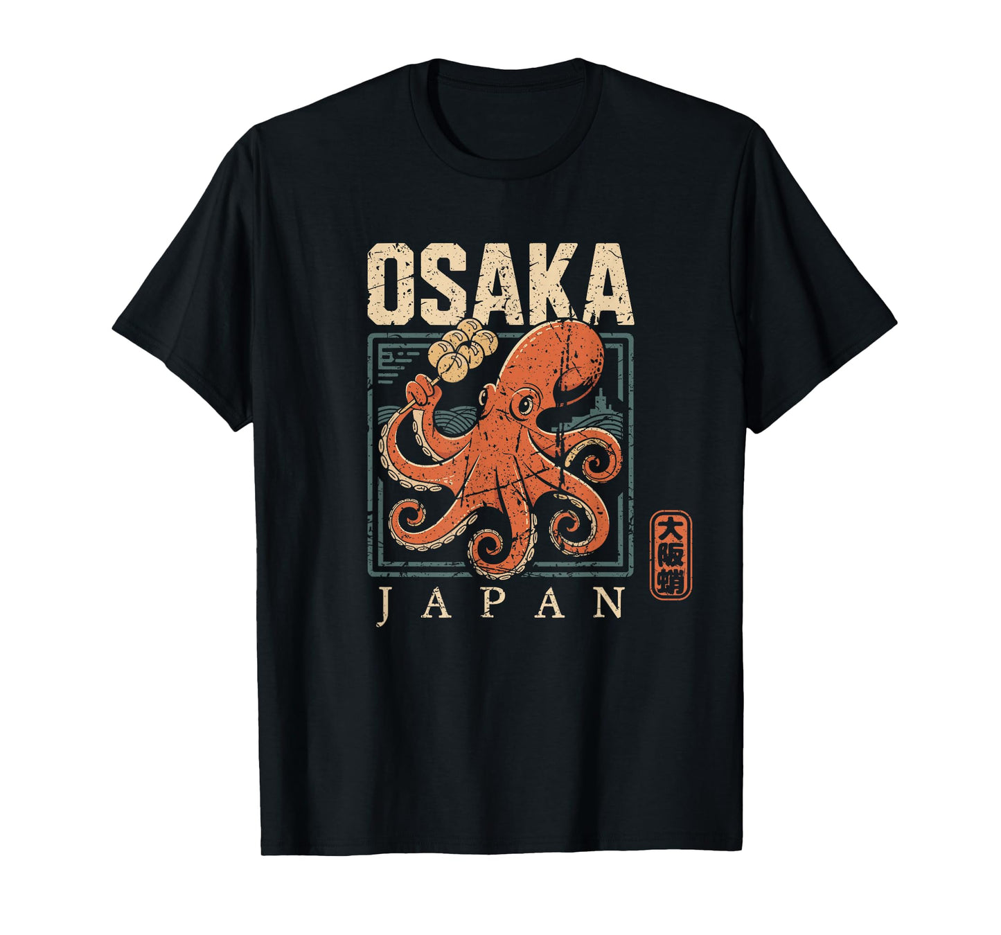 Osaka Japan Takoyaki Octopus Foodie Retro Kanji Souvenir T-Shirt