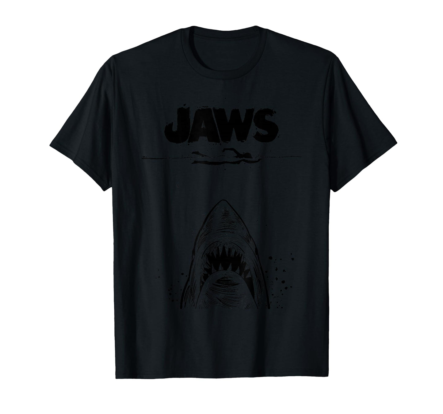 Jaws 50th Anniversary Poster Black & White Sketch 2-Sided T-Shirt
