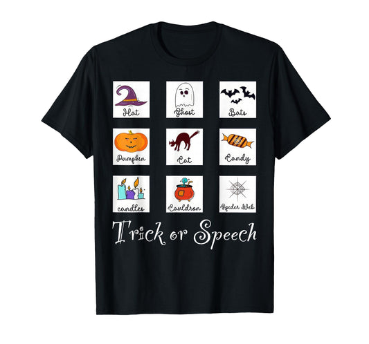 Trick or Speech Retro SLP Halloween Speech Therapy Halloween T-Shirt