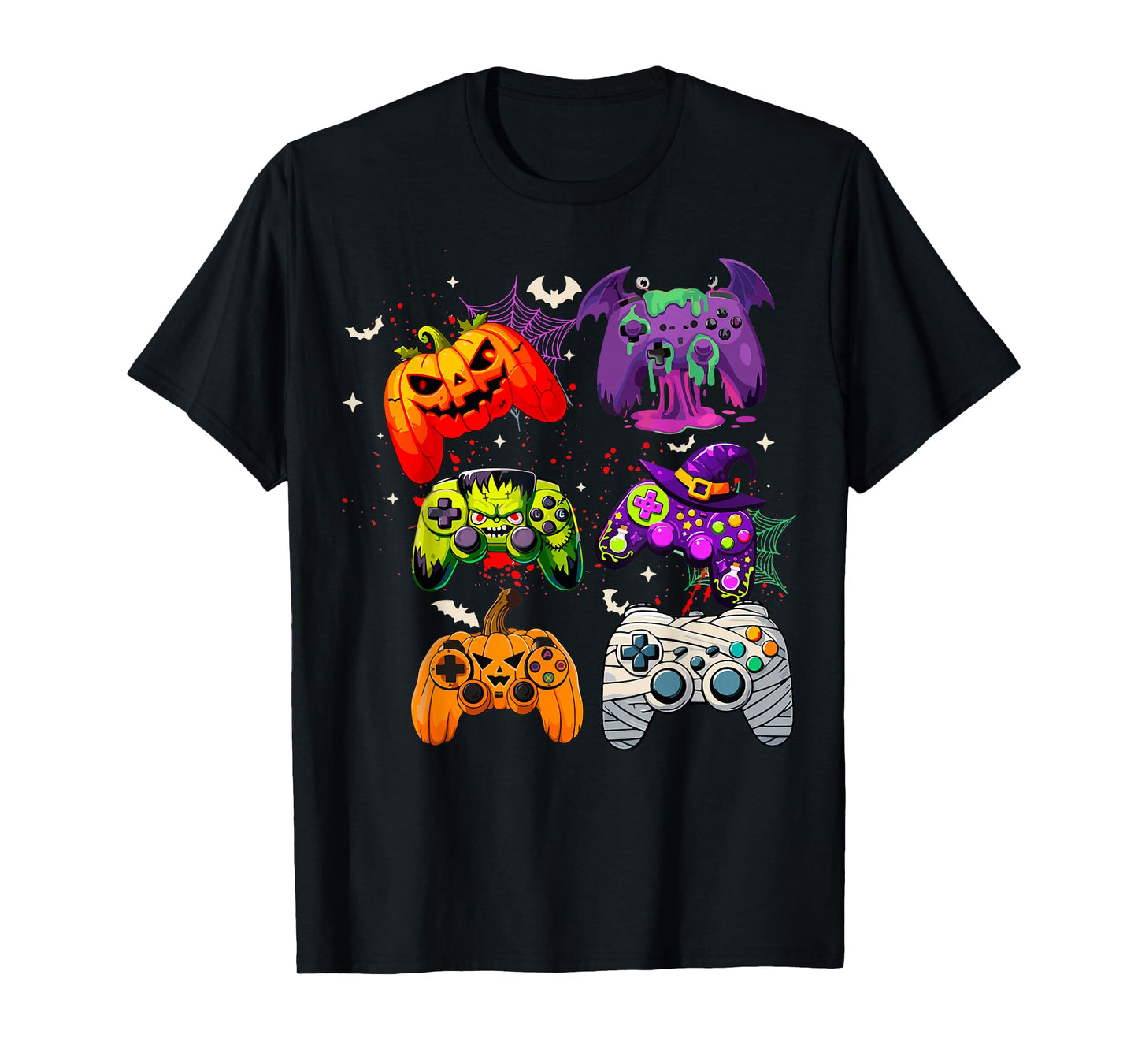Halloween Skeleton Zombie Gaming Controllers Mummy Boys Kids T-Shirt