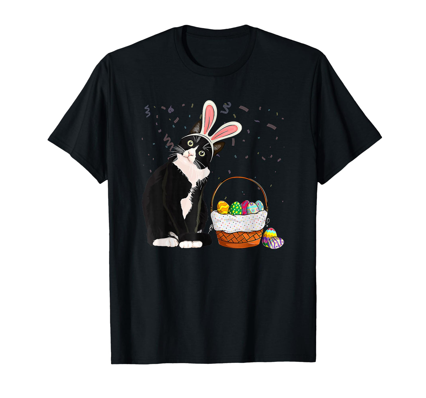 Easter Day Cat Bunny Ears Eggs Shirt Men Women Easter Rabbit T-Shirt
