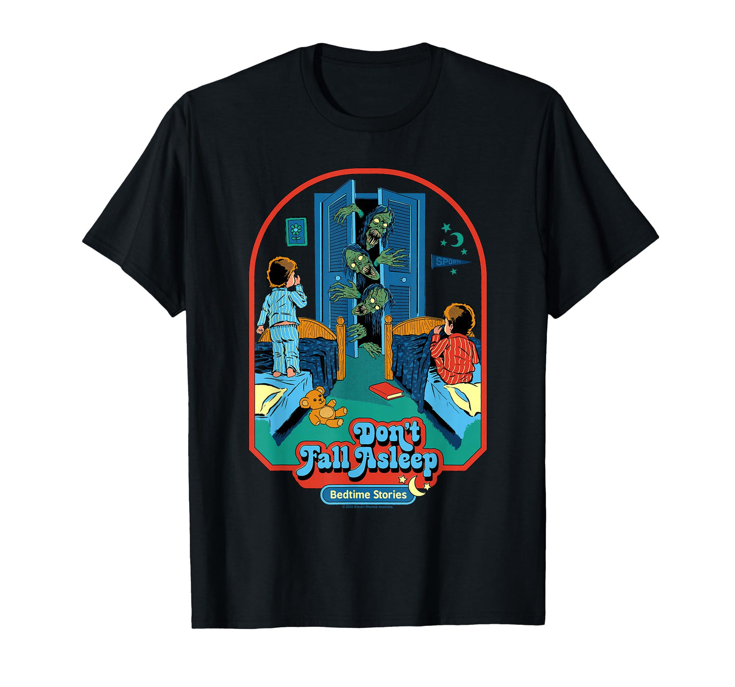 Don't Fall Asleep Monsters Retro Vintage Funny Adult Humor T-Shirt