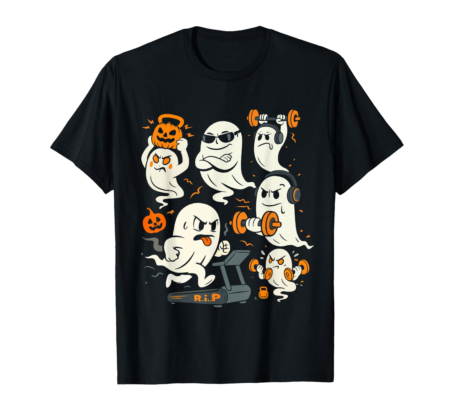 Ghost Gym Halloween Workout Fitness Weightlifting T-Shirt