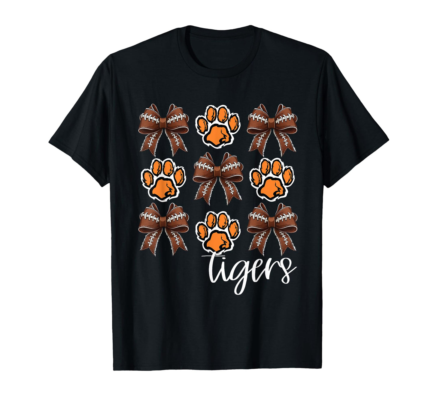 Tigers Football Mom Coquette Bows Game Day Orange Tigers T-Shirt