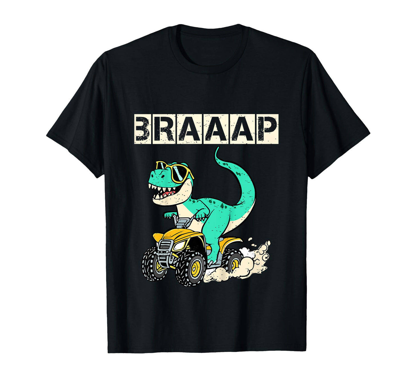 4 Wheeler Shirt Kids Toddler Boys T-rex Braaap Quad Riding T-Shirt
