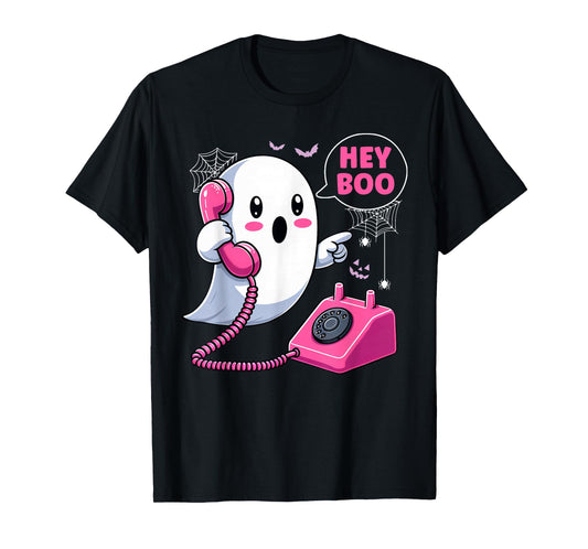 Groovy Hey Boo Cute Ghost Funny Halloween Girls Women Kids T-Shirt