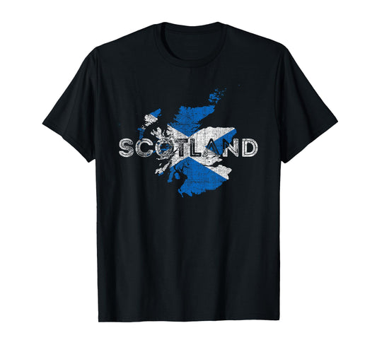 Scottish Map and Flag Souvenir - Distressed Scotland T-Shirt