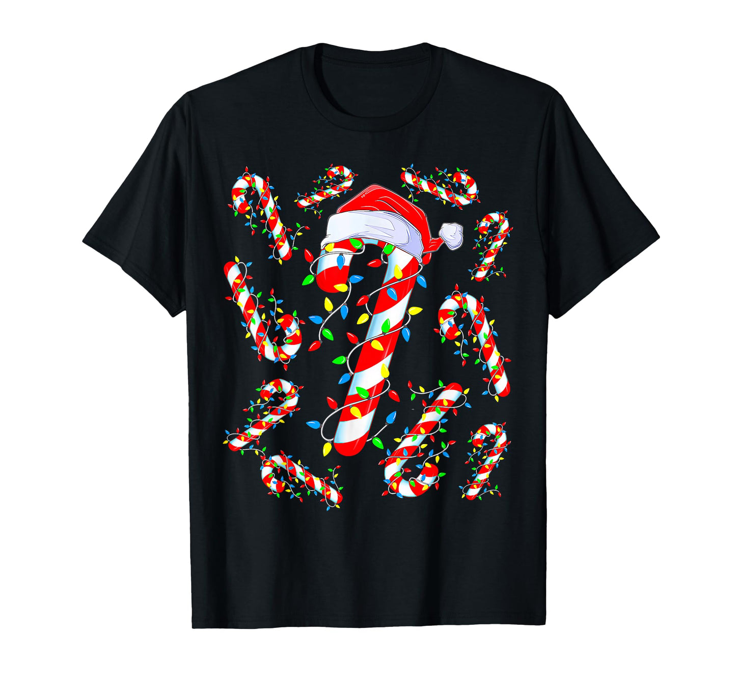 Candy Cane Crew Red and White Santa Funny Christmas Lights T-Shirt