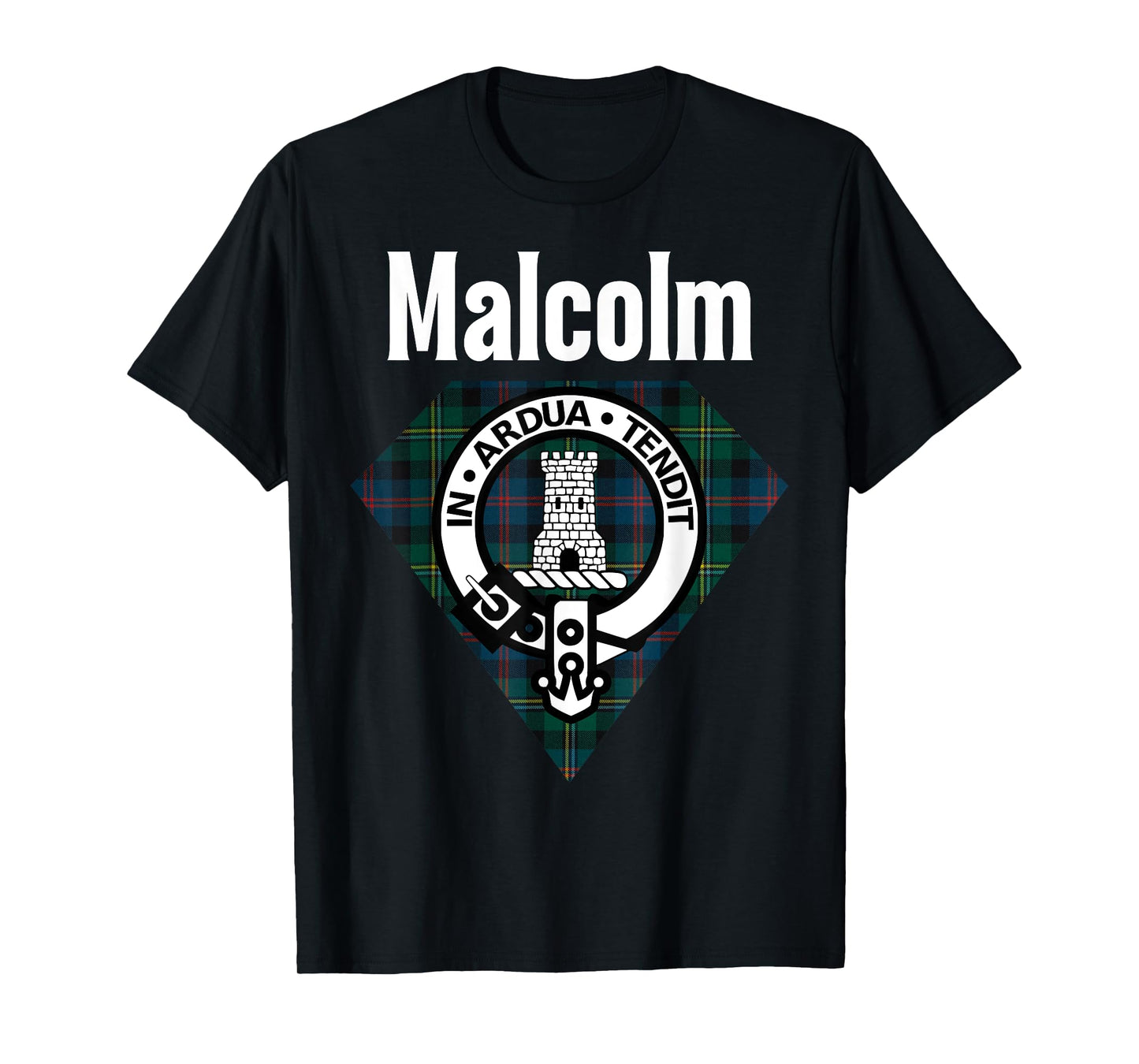 Malcolm Clan Scottish Name Coat Of Arms Tartan T-Shirt
