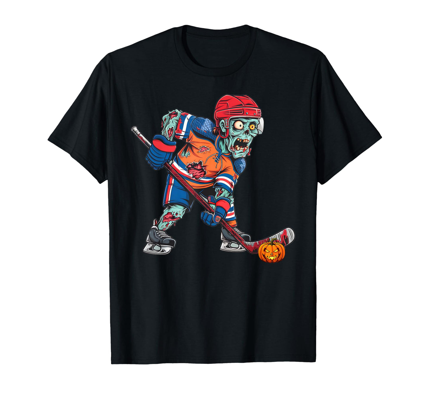 Zombie Ice Hockey Player Fun Halloween Costume Scary Creepy T-Shirt