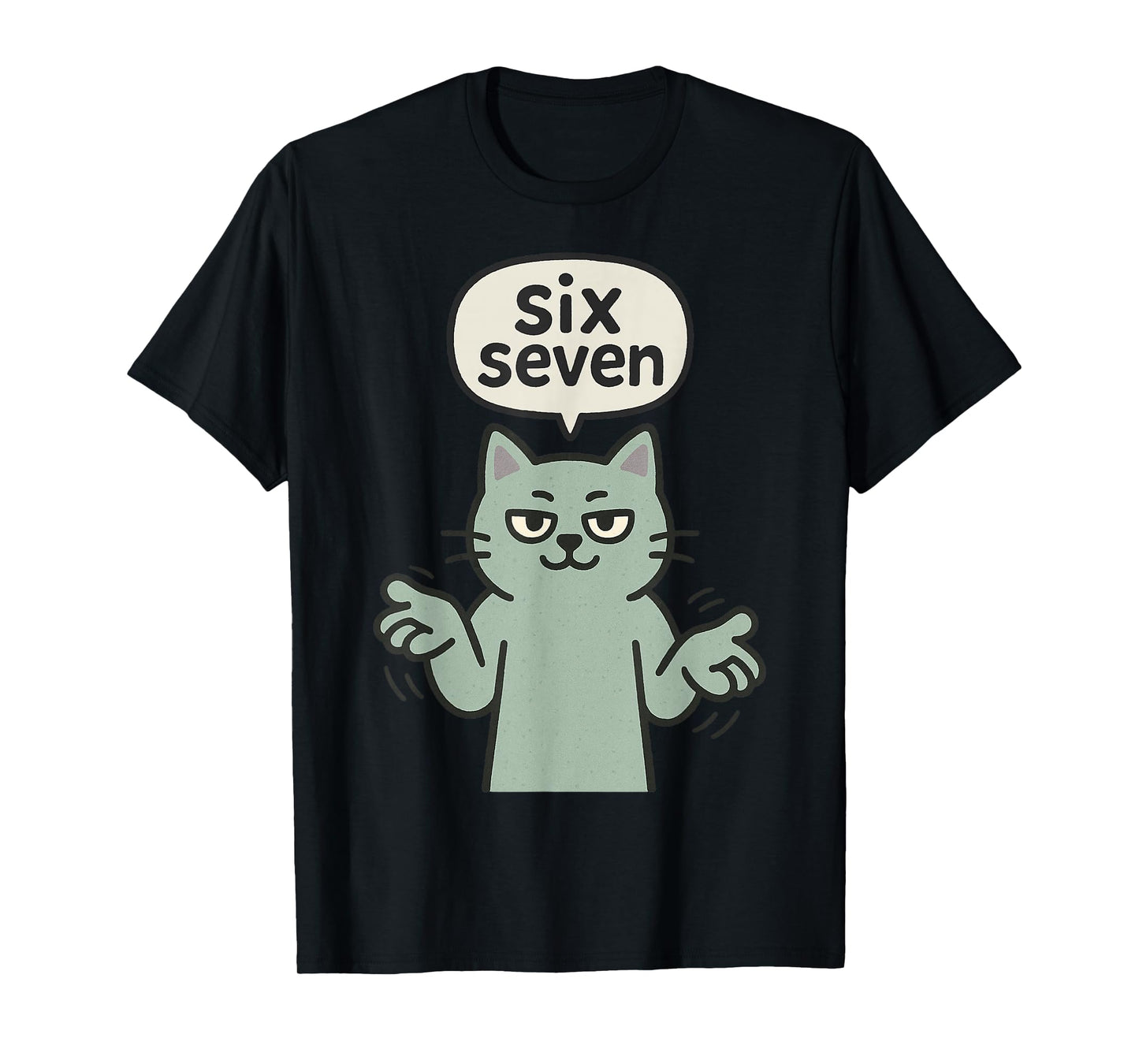 67 Six Seven 6-7 Cat - Funny Kids Gaming Brainrot Meme T-Shirt