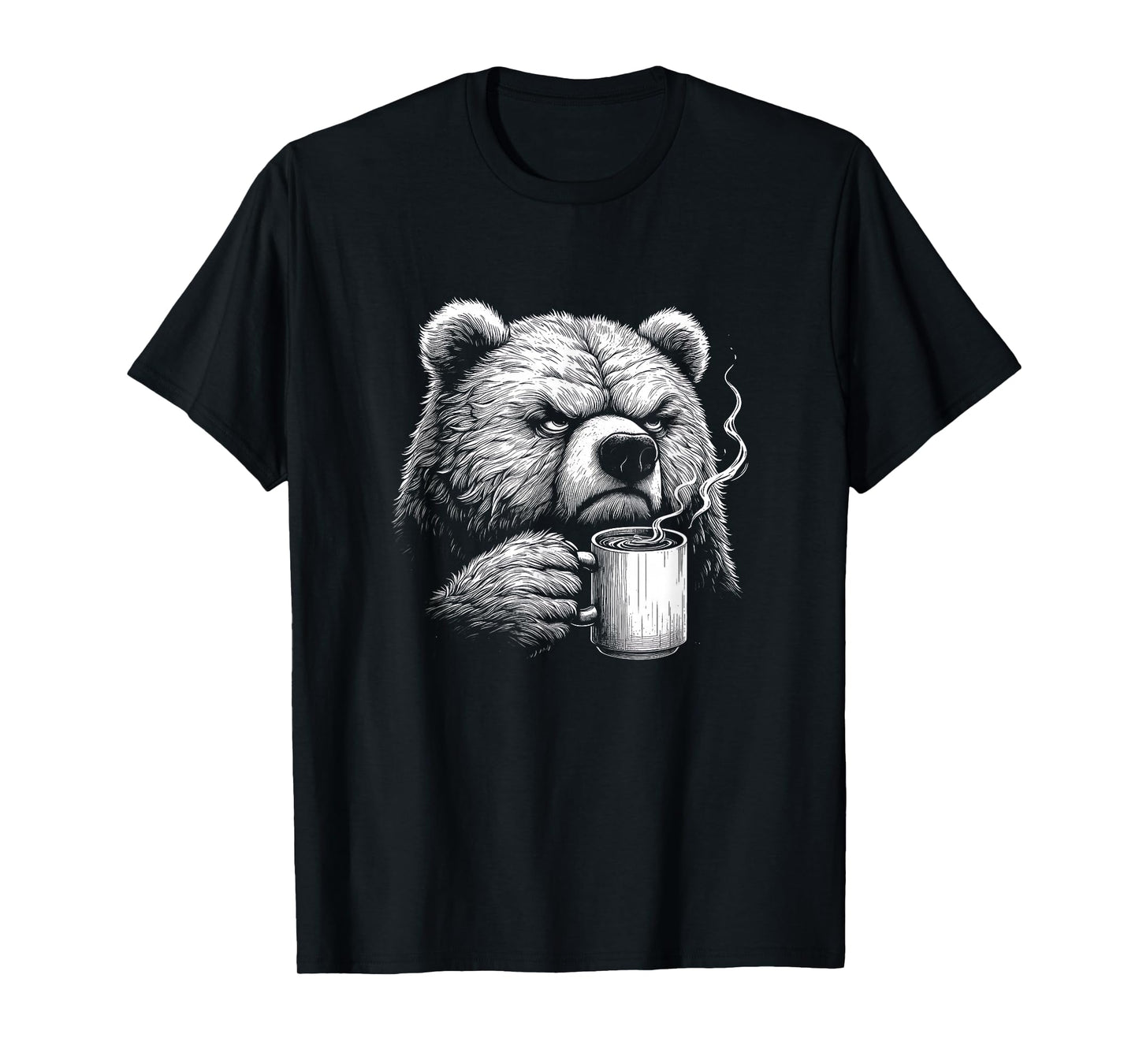 Funny Bear Drinking Coffee Graphic Art Design T-Shirt