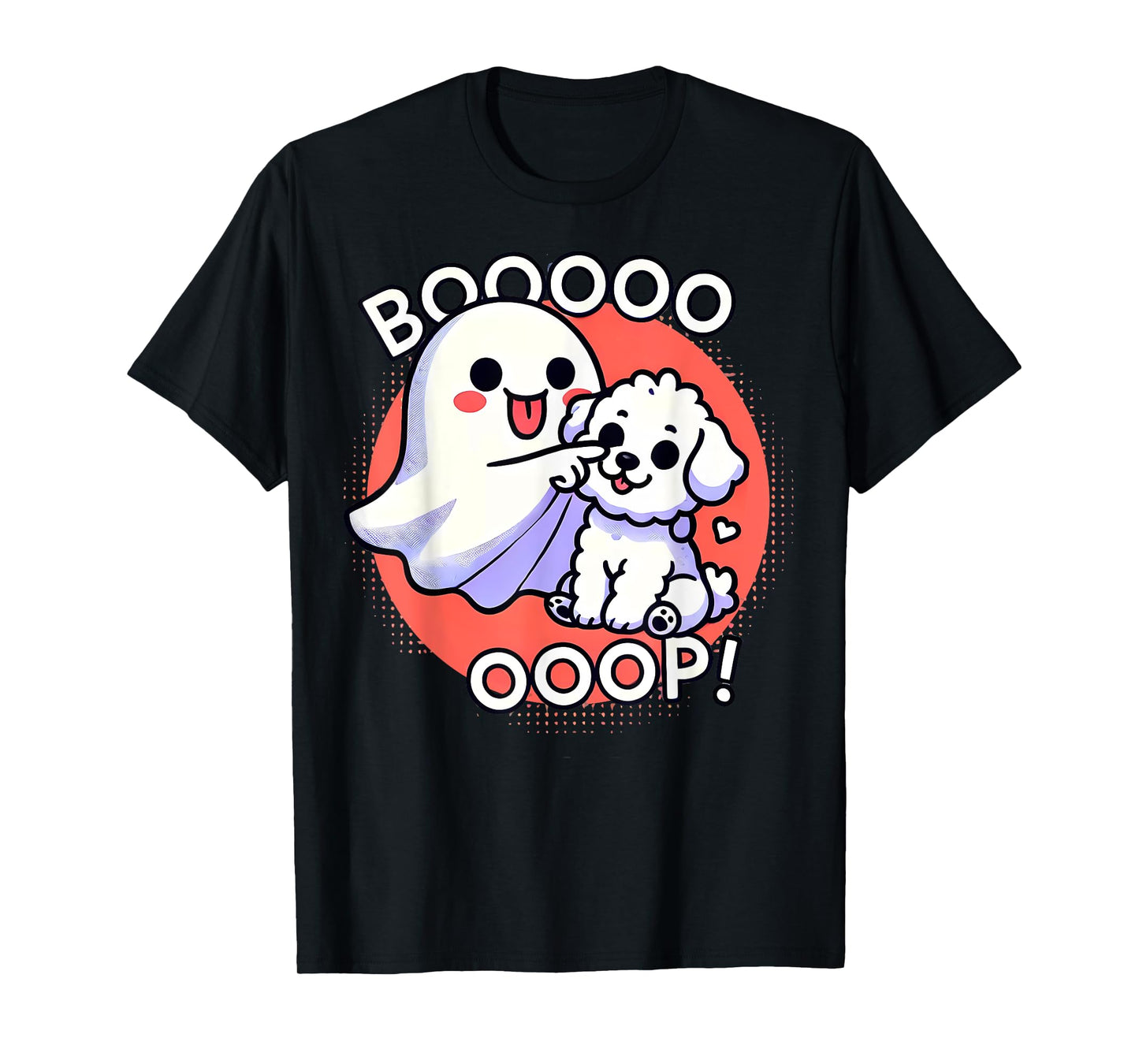Funny Halloween Ghost Bichon Frise Dog Boop Puppy Humor Men Women Kids T-Shirt