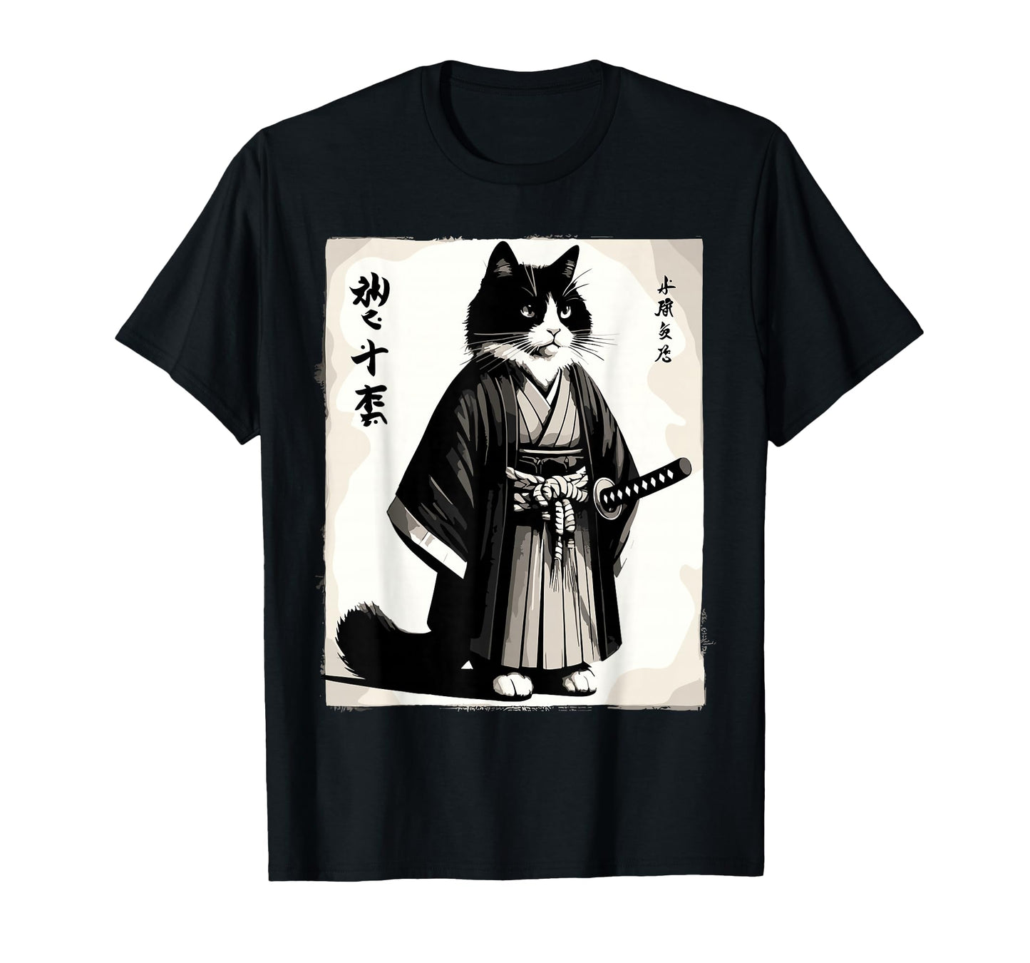 Samurai Cat Vintage Warrior Japanese Anime T-Shirt