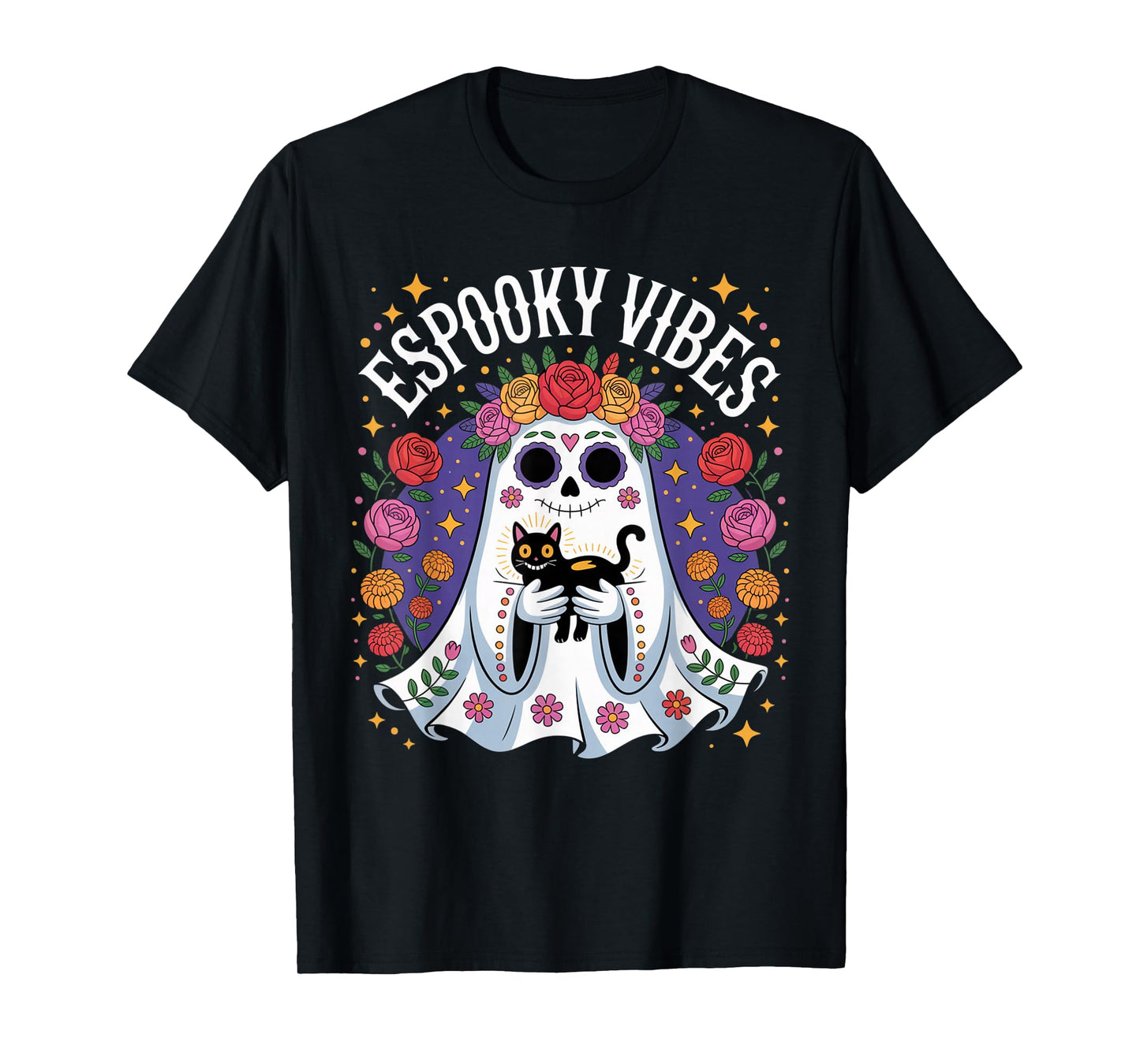 Espooky Vibes Spanish Mexican Halloween Ghost Teacher Women T-Shirt