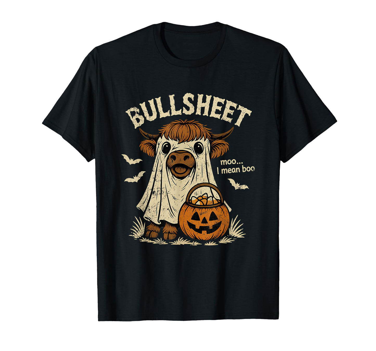 Bullsheet Funny Halloween Cow Costume Boo T-Shirt