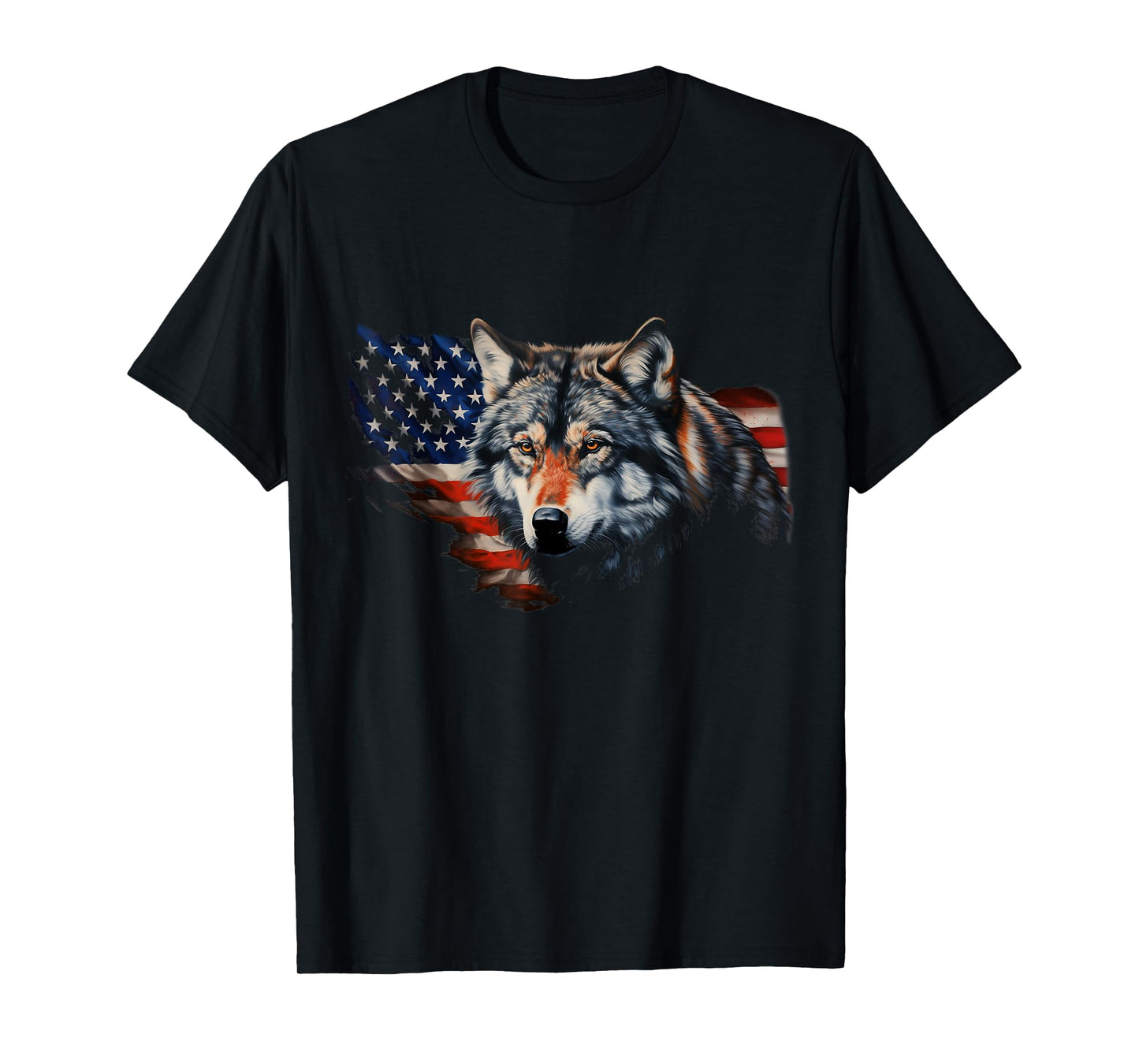 Wolf American Flag USA 4th of July Patriotic Wolf T-Shirt